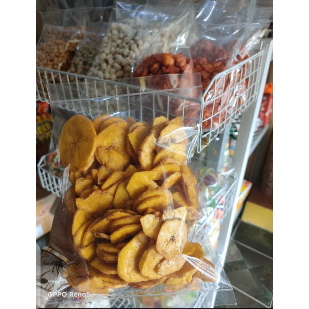 

250 gr keripik pisang manis karamel koin pisang nangka wangi harum cemilan/makanan ringan kiloan murah oleh-oleh bandung