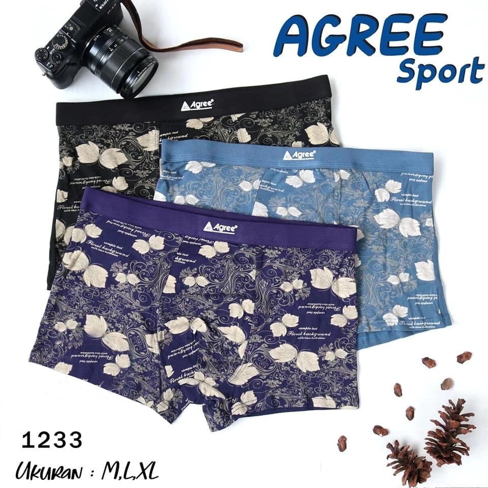 ( 3pc ) Boxer Agree Sport 1233 | Celana Dalam Boxer Pria Agree Sport | Agree Boxer Pria | CD Pria Ag