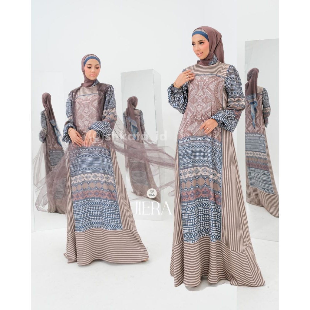 JIERA DRESS BY SHKATA✔️Dress cantik, gamis shkata, gamis motif,gamis mewah