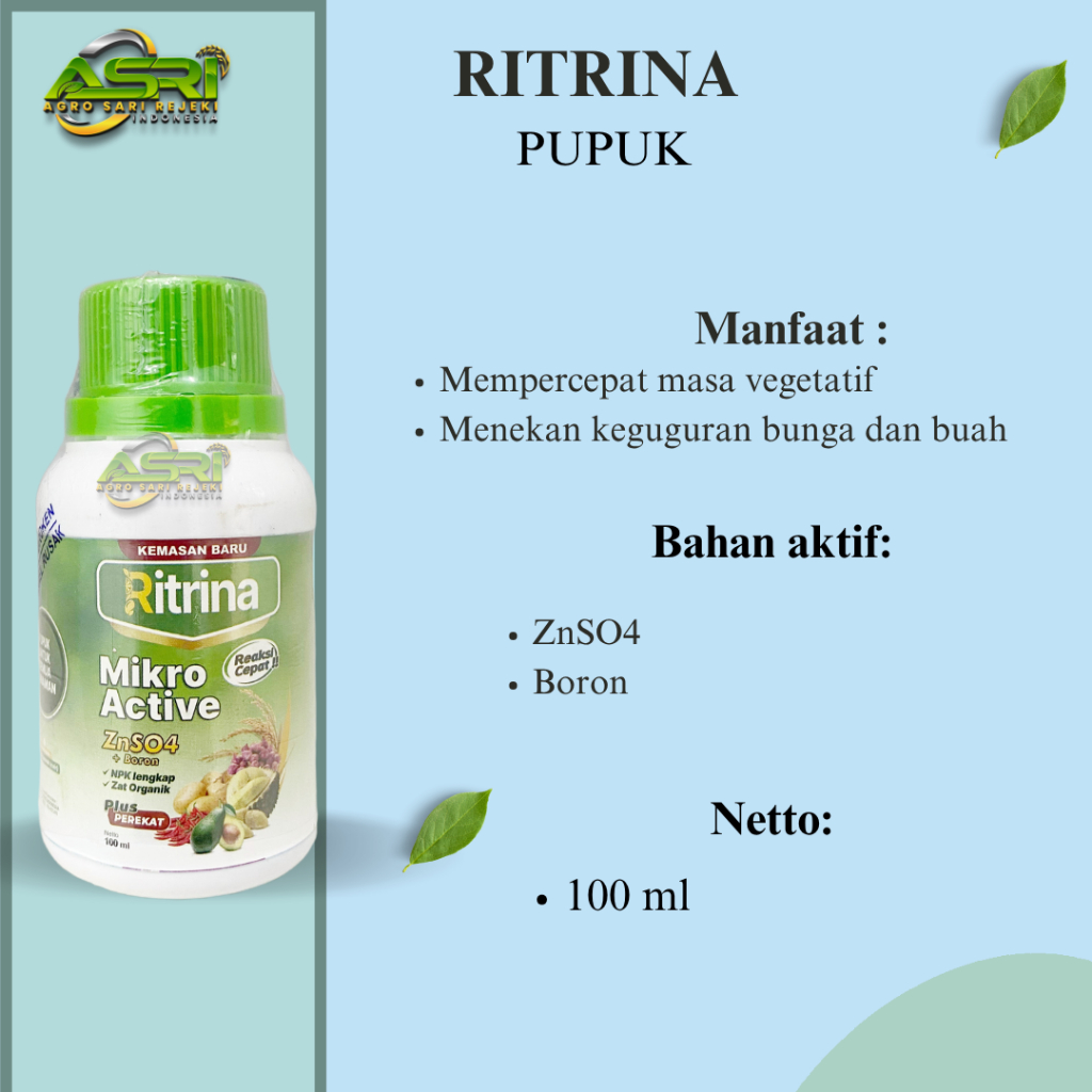 RITRINA 100ml - Pupuk Cair Tanaman Buah Tanaman Alpukat Rambutan Durian Cabai Mangga Anggur Tomat