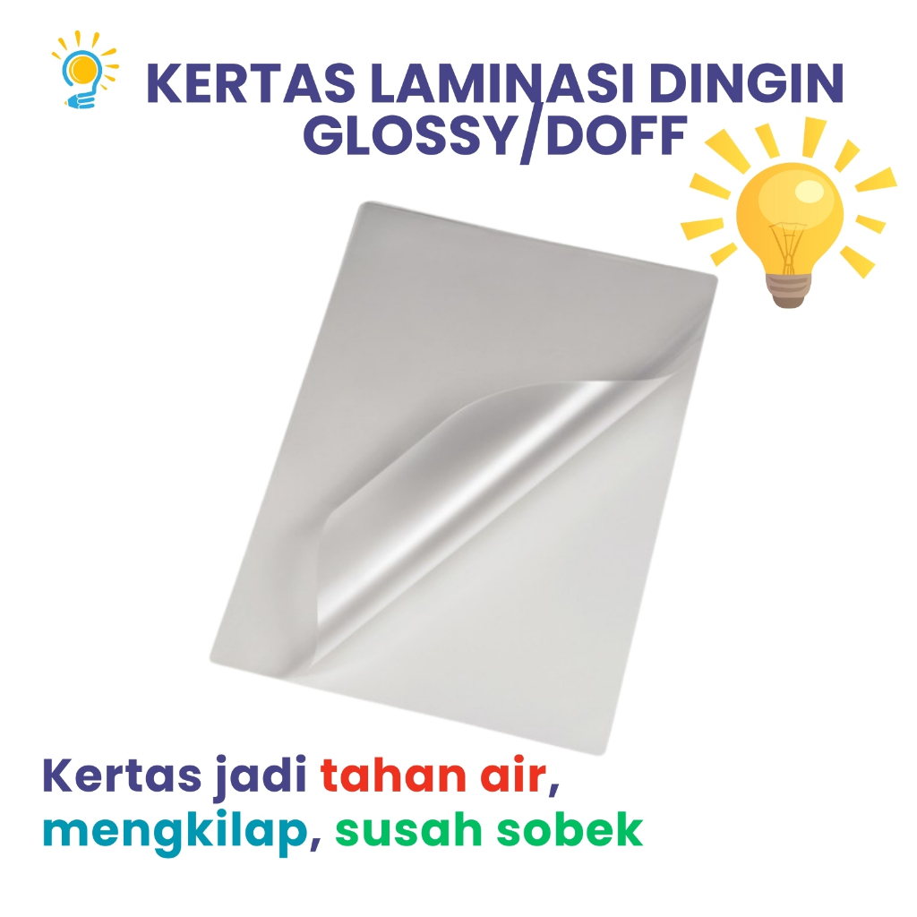 

Kertas Laminasi Dingin A5 / A4 / A4+ – Plastik Laminating Tanpa Mesin, Bening, Anti Air, Praktis