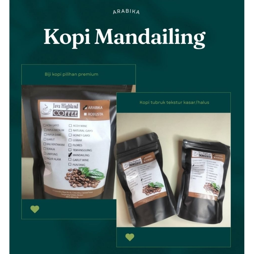 

KOPI ARABICA MANDAILING,HIGH QUALITY, KUALITAS PREMIUM 500GR