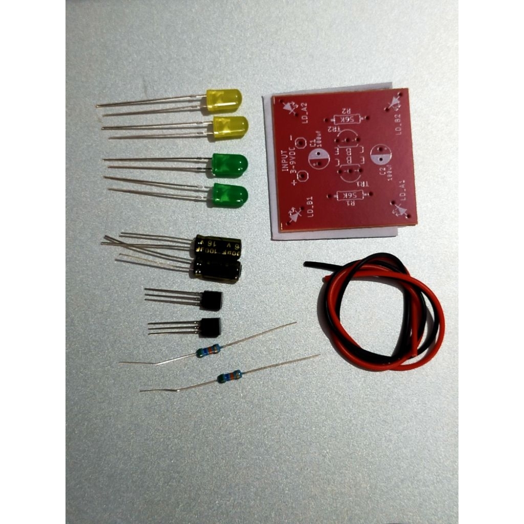 lampu led flip flop 4 led, belum solder