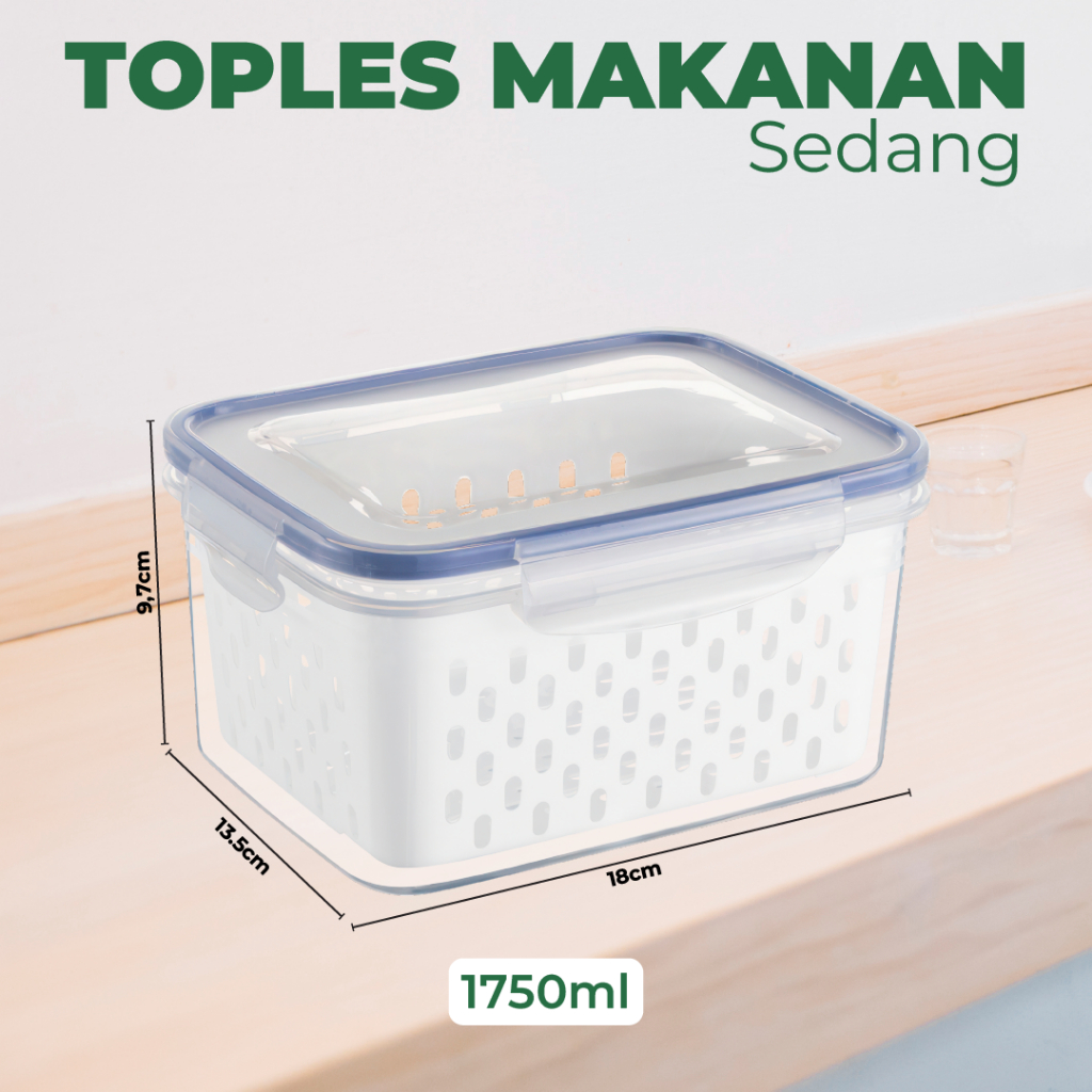Kotak Penyimpanan Makanan Wadah Saringan Kontainer Sayur Kulkas 1 Set - Yourhanger