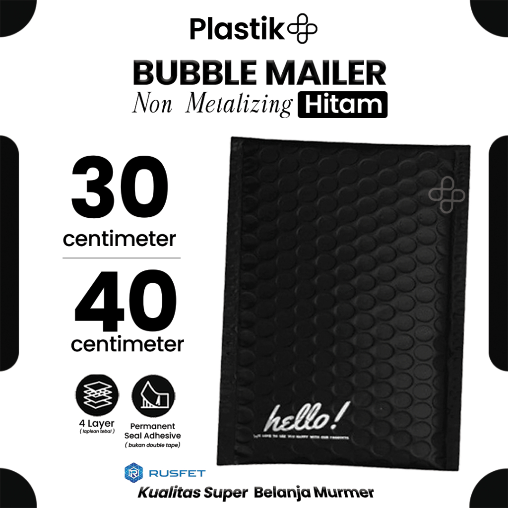 

Amplop Security Bubble Mailer Black (Hitam) 30cm x 40cm Premium Solid Color Rusfet Harga Satuan