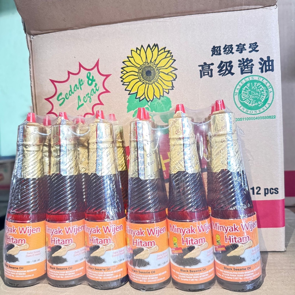 

Minyak Wijen Hitam , Bahan Makanan , Cap Bunga Matahari 135ML Siap Packing 12pcs
