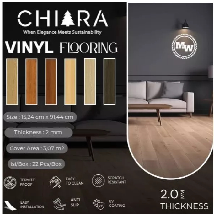 Lantai Vinyl CHIARA Kayu 2mm | Alas Lantai Bahan CHIARA | Lantai Vinyl Warna Kayu