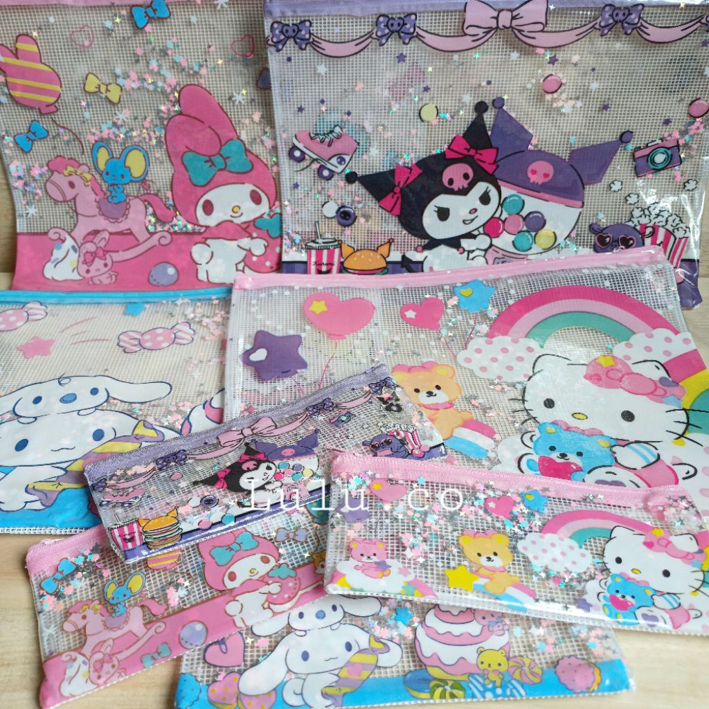 

Map tempat pensil PV* jaring san*** 4075F1 cinnamoroll my melody kuromi hello kitty