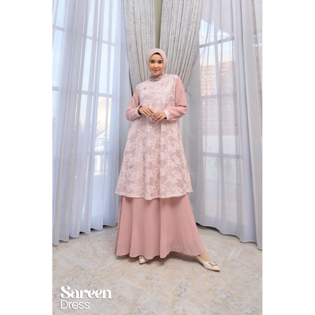 SAREEN DRESS / GAMIS PESTA WANITA / DRESS MEWAH ORI BY MAREVI (HANYA SIZE STANDAR)