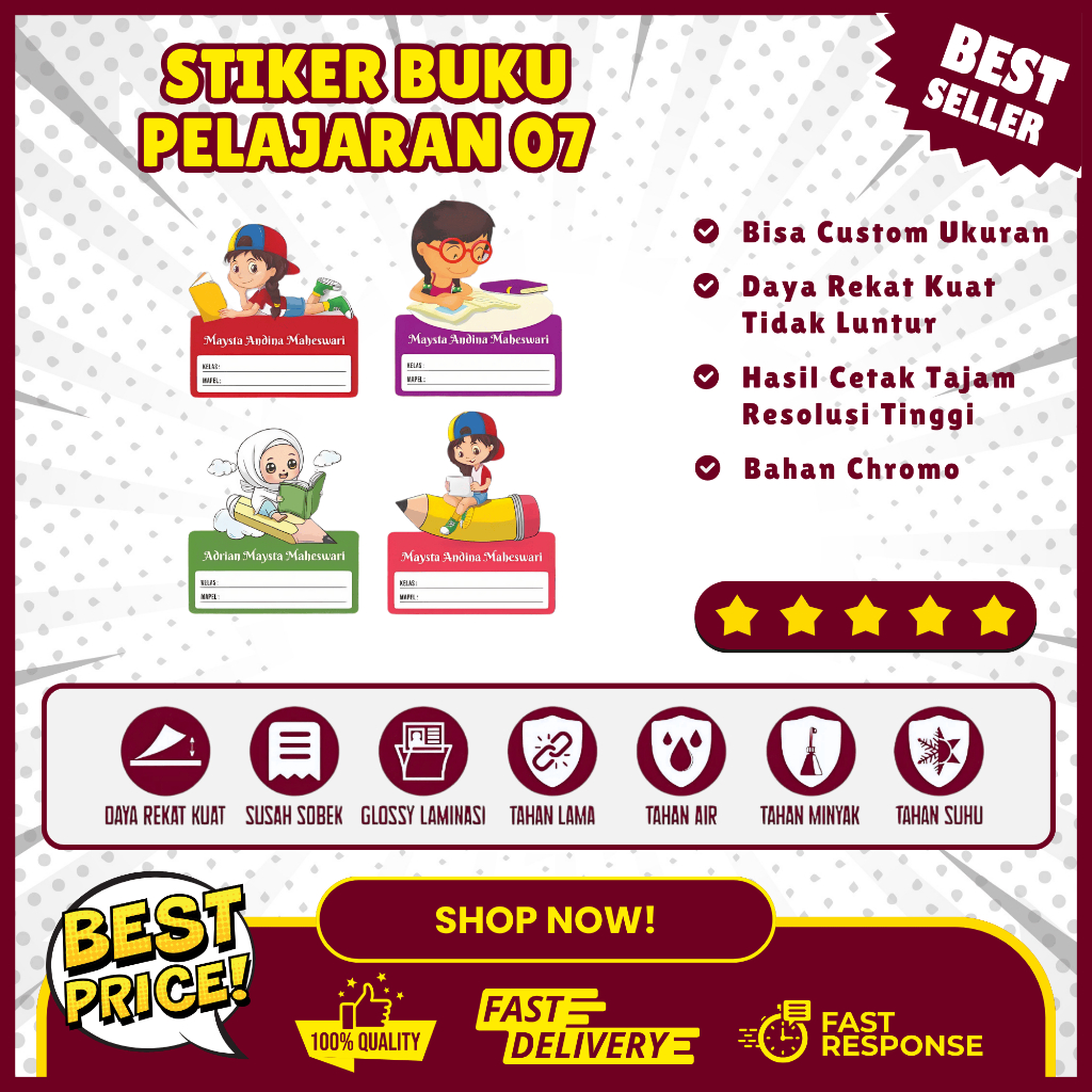 

Stiker Buku Pelajaran 07 / Stiker Buku Mapel / Sticker Nama Buku