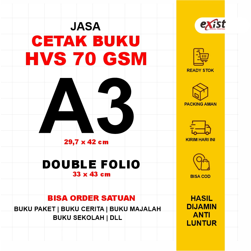 

CETAK HVS A3+ FULL WARNA OFFSET/INKJET ANTI LUNTUR