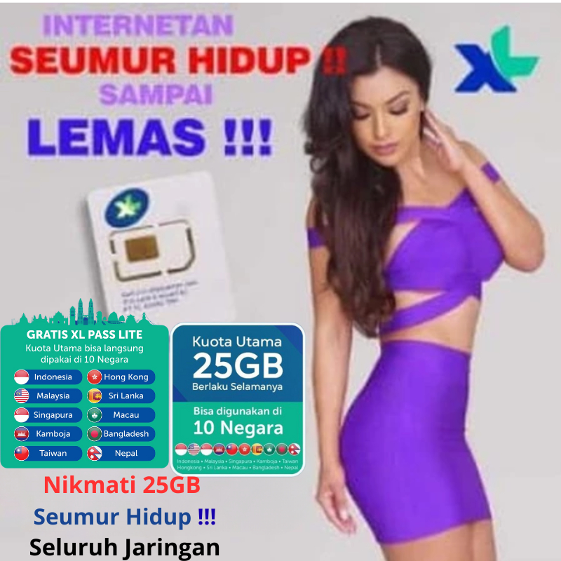 Kartu Perdana XL GO IZI 20GB 25GB Roaming 10 negara Asia Khusus Modem Wifi XL Go