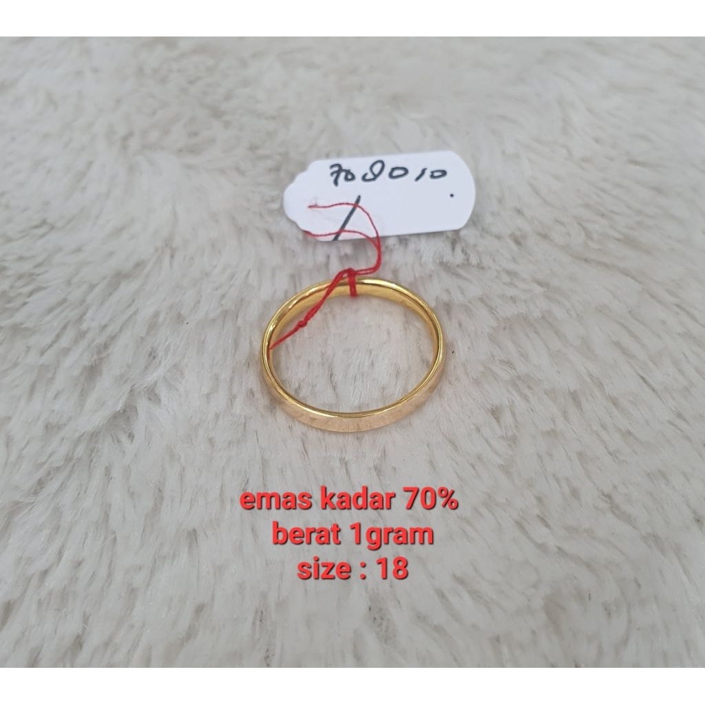 cincin ring polos emas kadar 70% berat 1gram size : 18