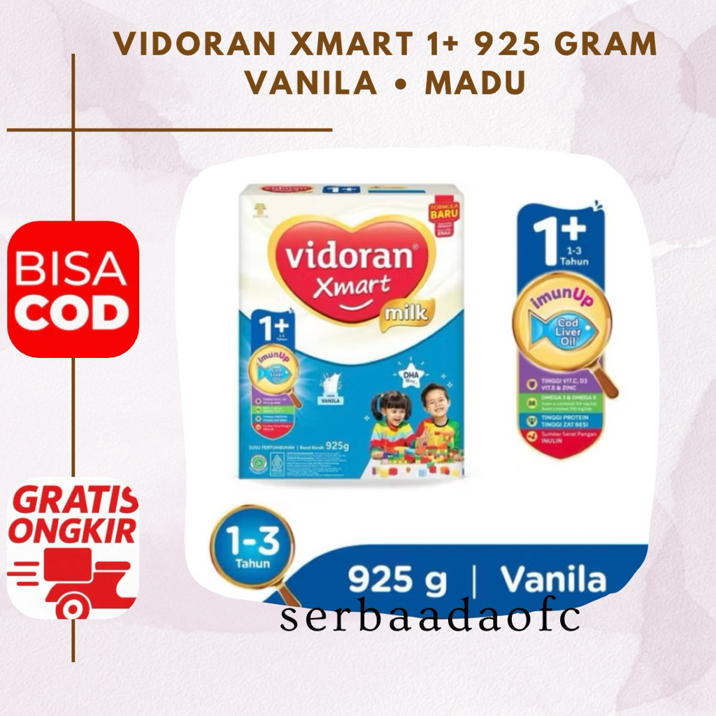 

Vidoran Xmart 1+ 925g - Susu Pertumbuhan Anak Usia 1 - 3 Tahun TERMURAH! VANILA & MADU (BISA COD)