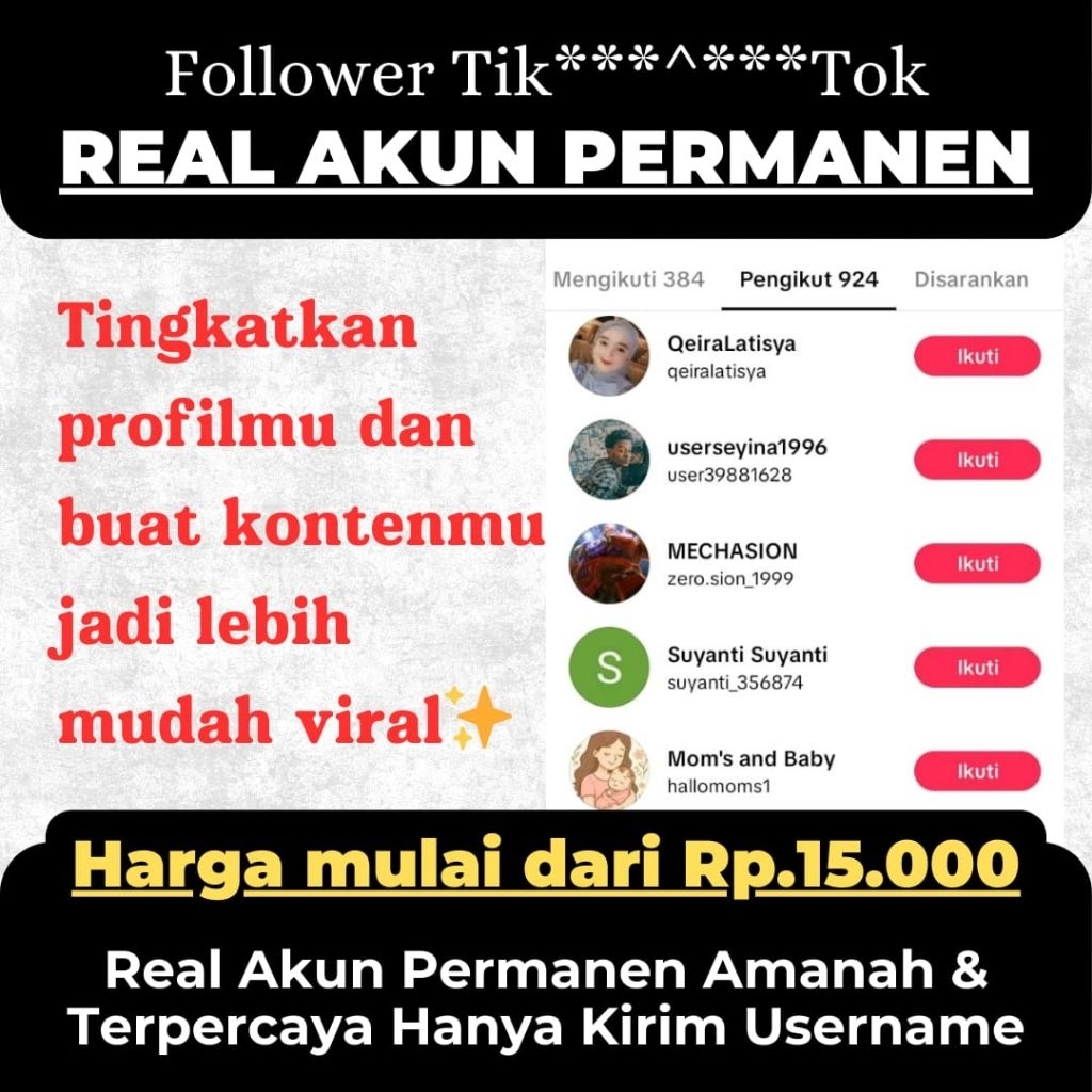 FOLLOWER TIKtok bergaransi permanen real akun