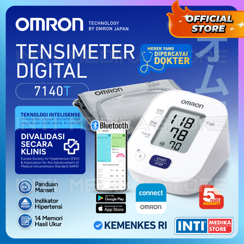 OMRON - Tensimeter Digital 7140T Connect Bluetooth | Tensi Darah (NEW)