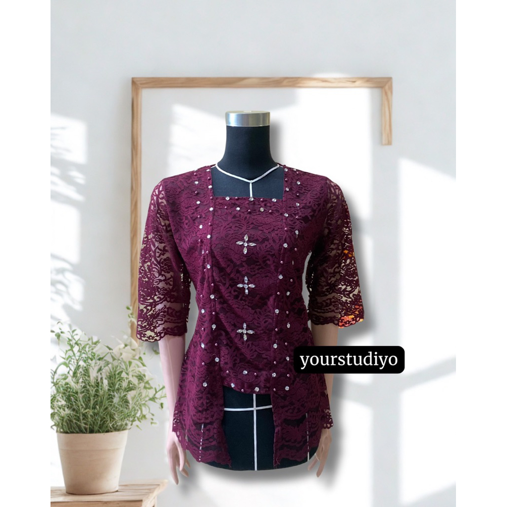KY - Atasan Brokat Wanita Seribu Payet / Blouse Brukat wanita / Blouse Brokat Batak Medan/ Kebaya Br