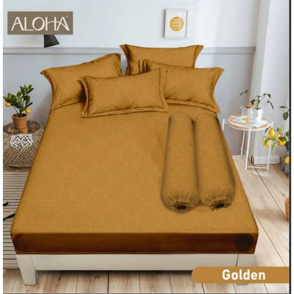 SPREI ALOHA (INTERNAL GROUP) POLOS EMBOSS KING 180X200 NO 1 B2 FITTED - GOLDEN