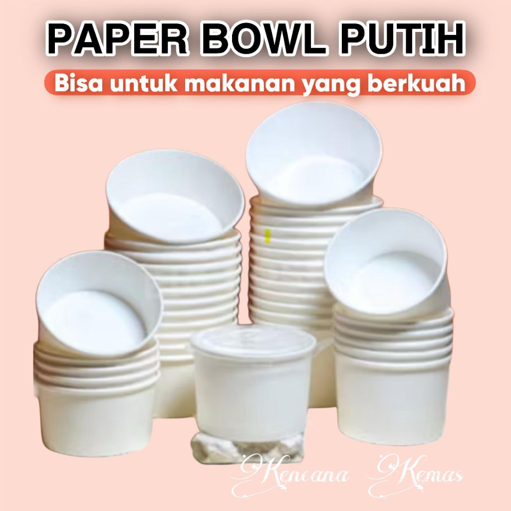 (1pcs) mangkuk kertas / paper bowl / mangkuk nasi bento + tutupnya