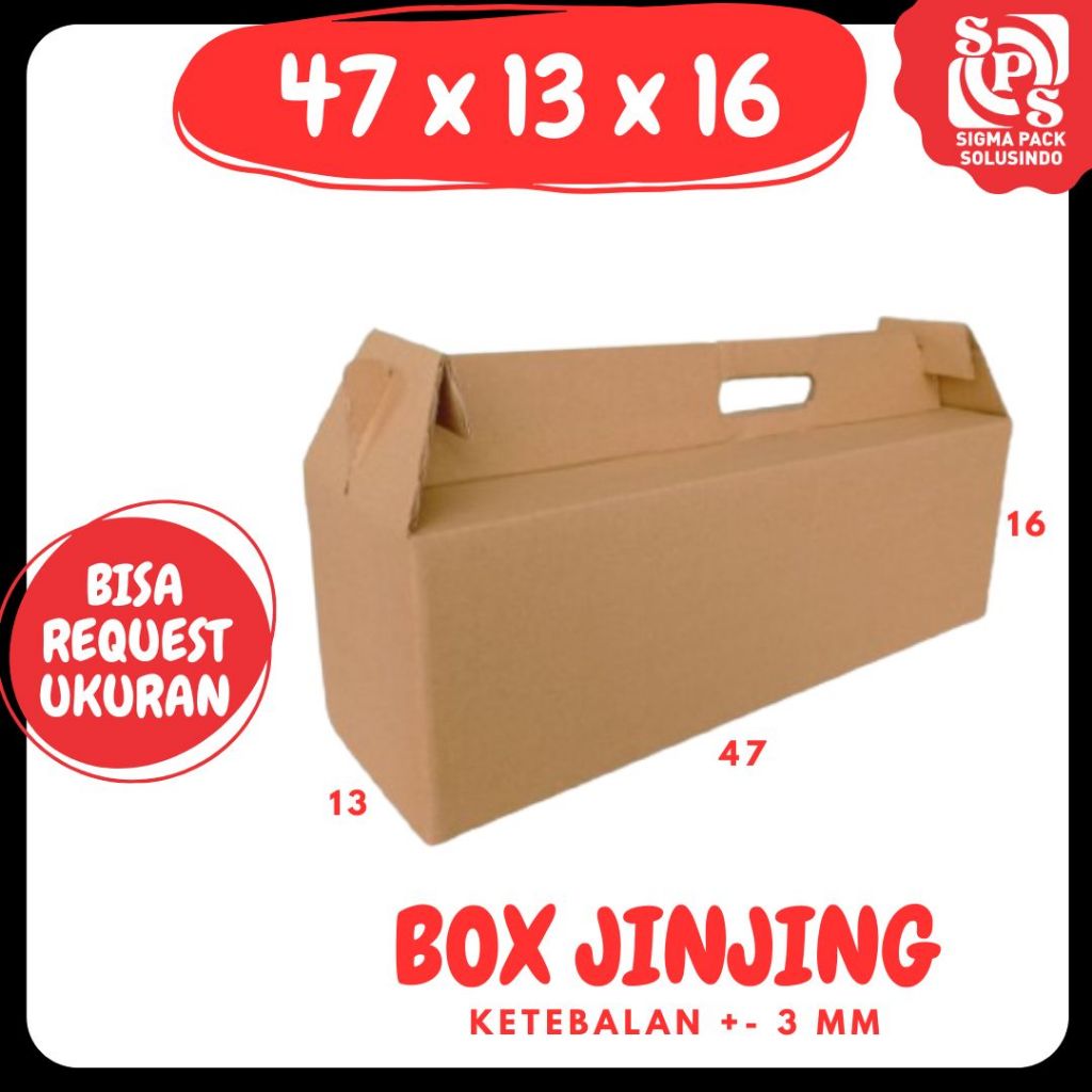 

Box Jinjing 47x13x16 Gable Box Kardus Packing /Parcel/Lebaran/Paket/sembako/Hampers Zigma Pack