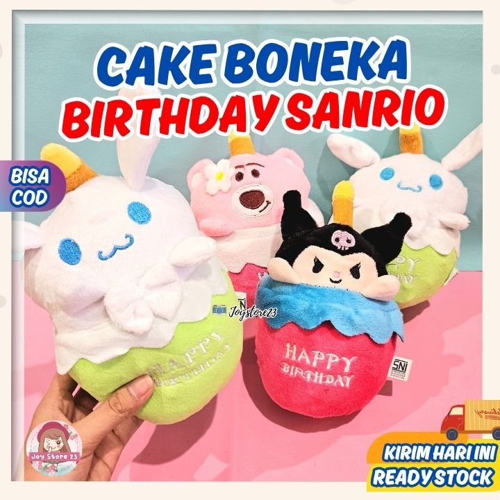 Boneka Cake Ulang tahun Happy Birthday LED tanpa Suara Kado Hadiah Anak Perempuan dan Laki-laki/ Bon