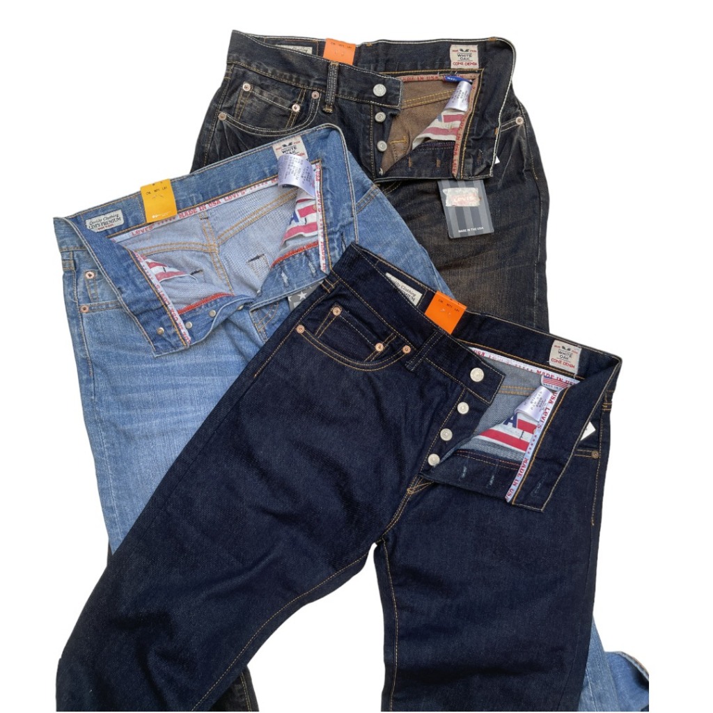USA FILIP Celana Panjang Jeans Pria 501 Berkancing – Straight Fit Denim Original Style