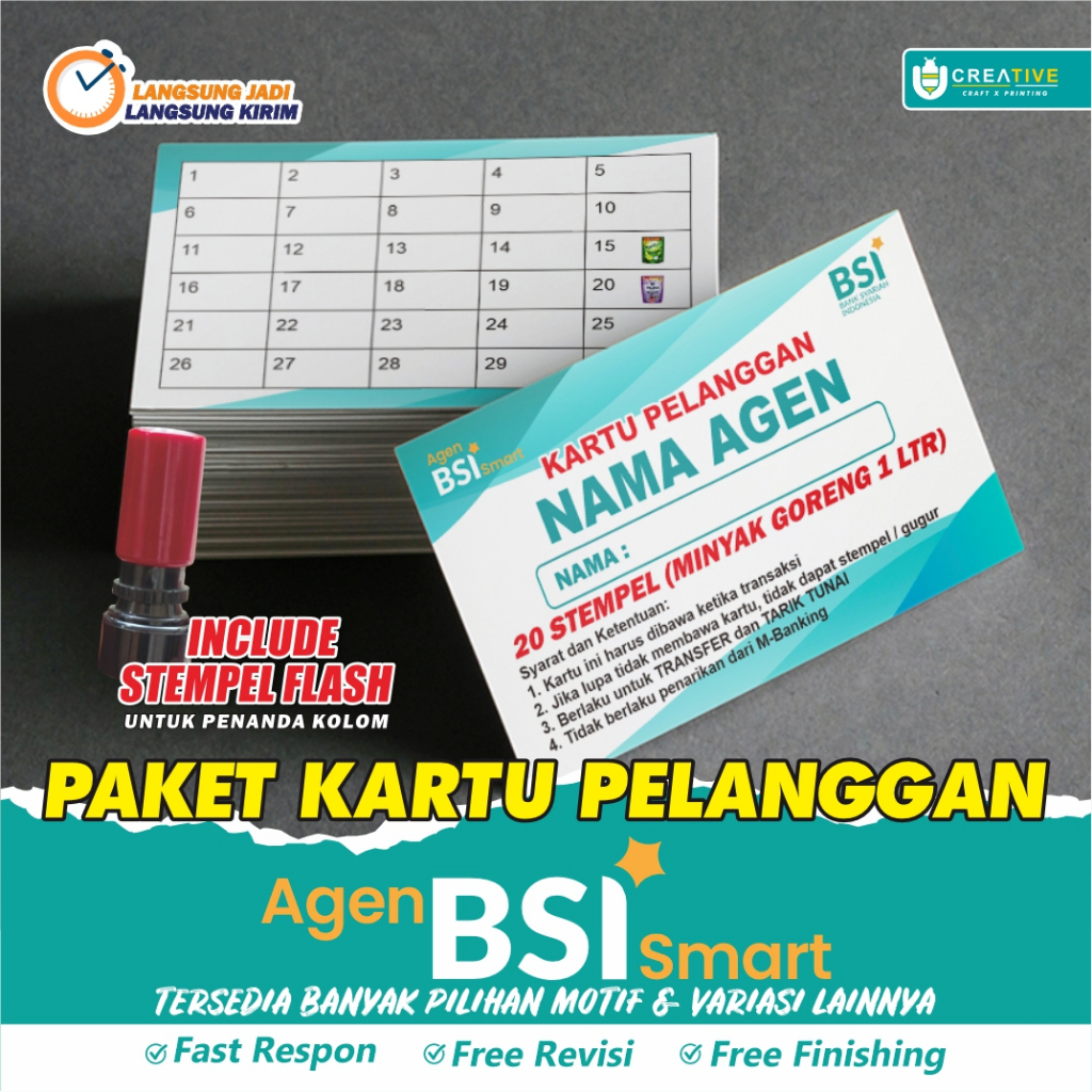 

Paket Kartu Nama Member / Kartu Pelanggan Agen BSI Smart