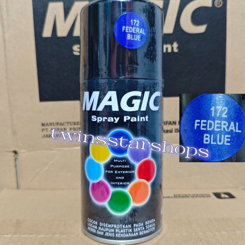 Pilok Pilox Pylox Cat Magic Federal Blue 172 Biru Metalic Glossy Mengkilap Spray Paint 300cc