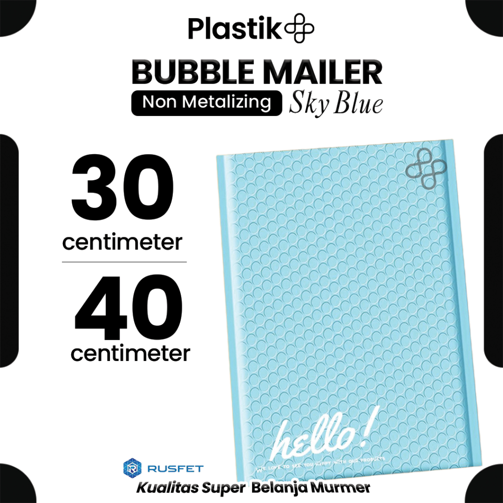 Amplop Bubble Mailer Polos 30 x 40 cm Sky Blue Harga Ecer Amplop Packing Hello Series Rusfet