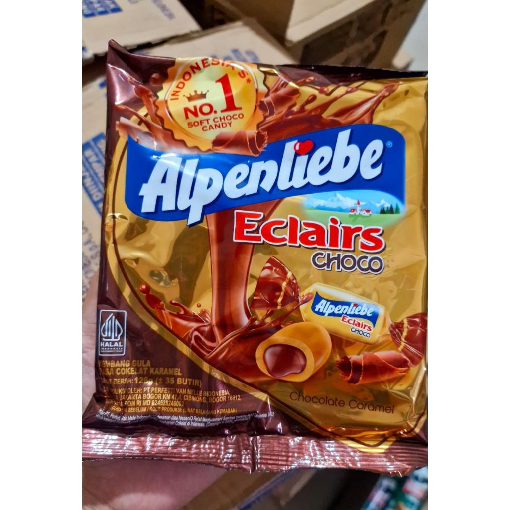 

Alpenliebe Eclairs Choco 132gr Isi 35butir/ Permen Cokelat Karamel