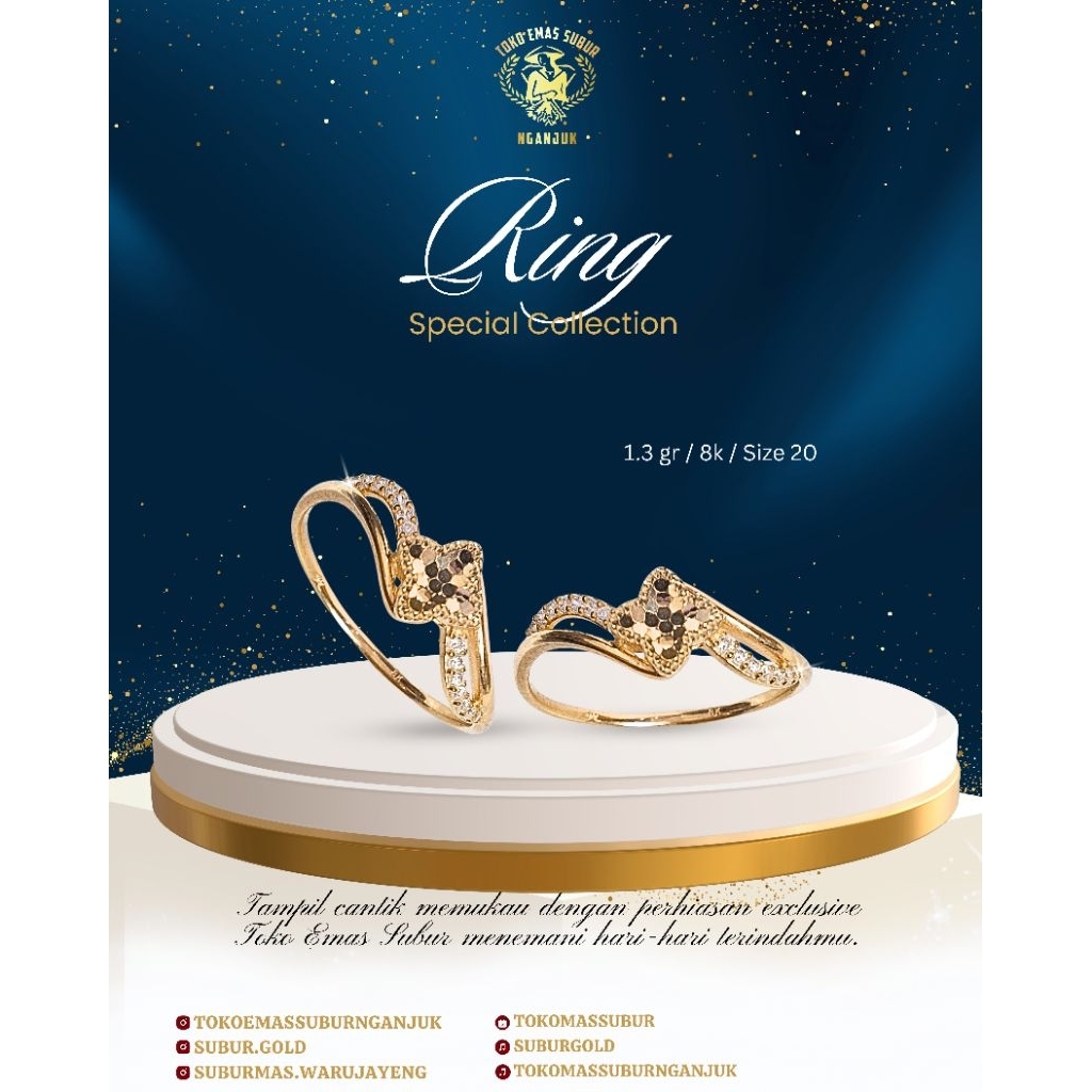 Cincin emas model bunga 8k