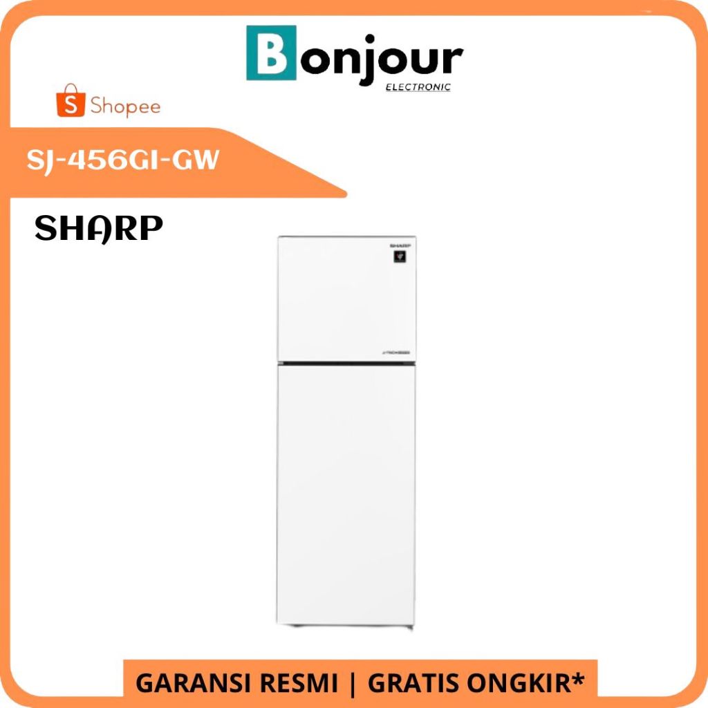 Kulkas Sharp SJ-456GI-GW Inverter 329 L Shine Glass Door Kulkas Top Freezer SJ 456GI GW