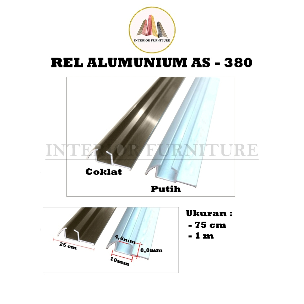 Rel Lemari SD 380 Rel Timbul Lemari Sliding SD 380 Rel Pintu Geser Panjang 75CM & 1M