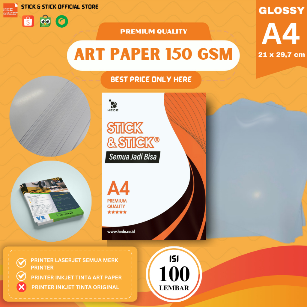 

Art Paper 150 gsm A4 isi 100 Lbr / Kertas Glossy, Kalender, Sampul, Majalah, Brosur, Katalog Produk