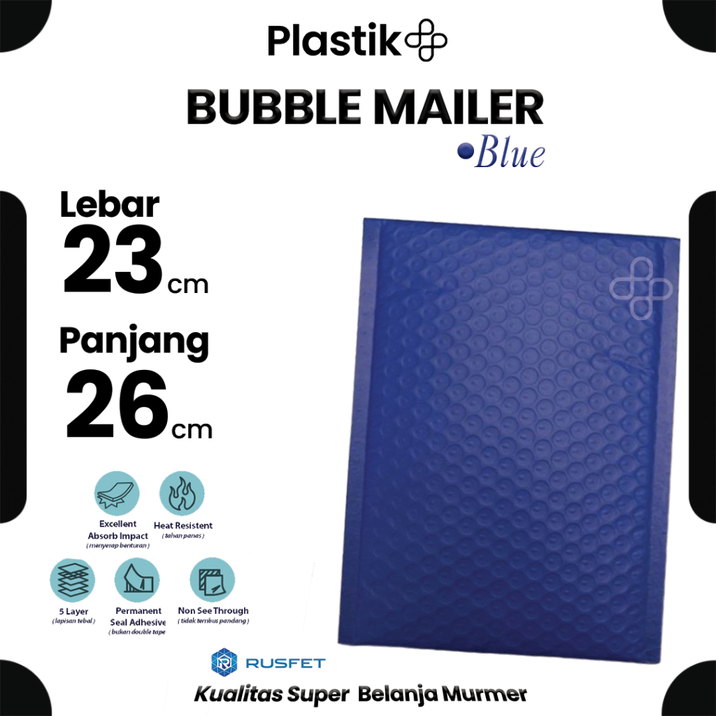 

Amplop Bubble Mailer Polos Biru Solid / Amplop Bubble Packing Murah Electric Blue 23 x 26 cm Satuan