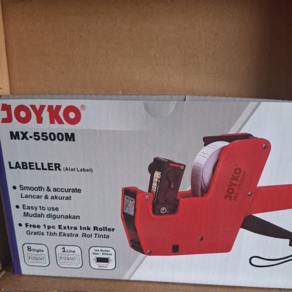 

(pcs) mesin label harga/ labeller (alat label) joyko MX-5500M 1 jalur 8 digit ink roller = 20mm