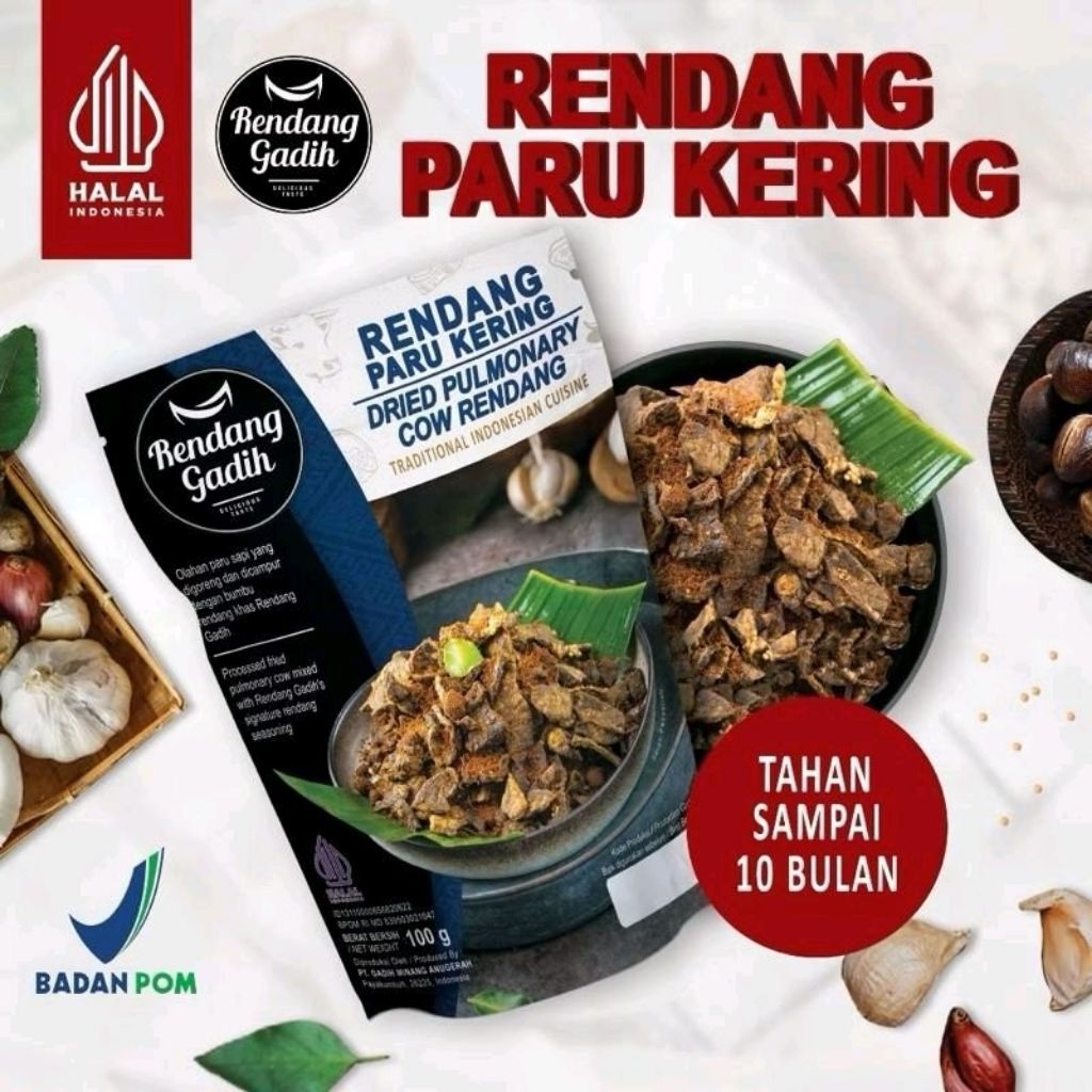 Rendang Paru Sapi Kering 100 Gram by Rendang Gadih asli Padang