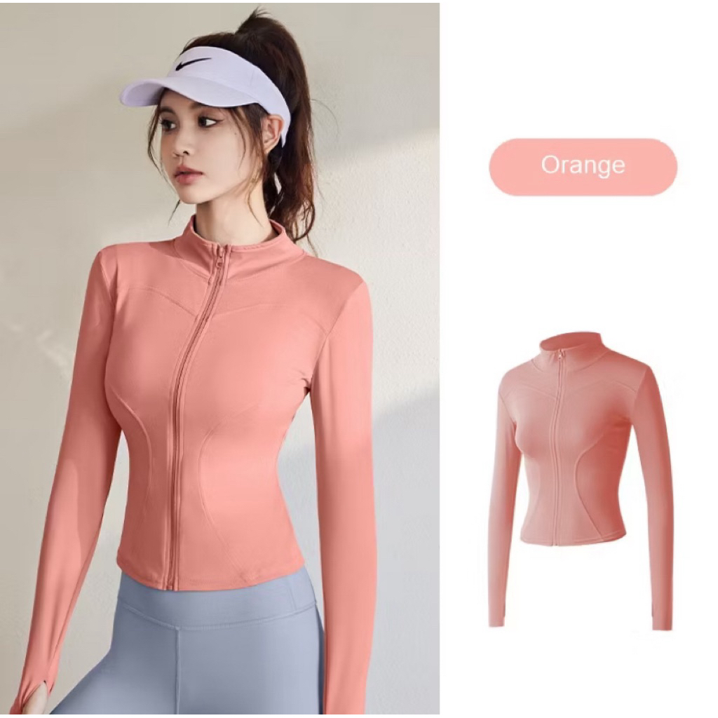 [FREE GIFT] Preloved YOUMI ORANGE XL JAKET FIT BODY ANTI UV- Mantel Wanita Slim Fit Olahraga Gym Yog