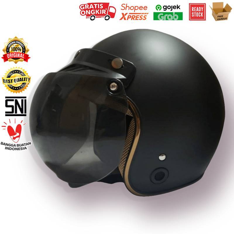 Helm Bogo / Helm Retro / Helm List Chrome HKM Black Doff Gold