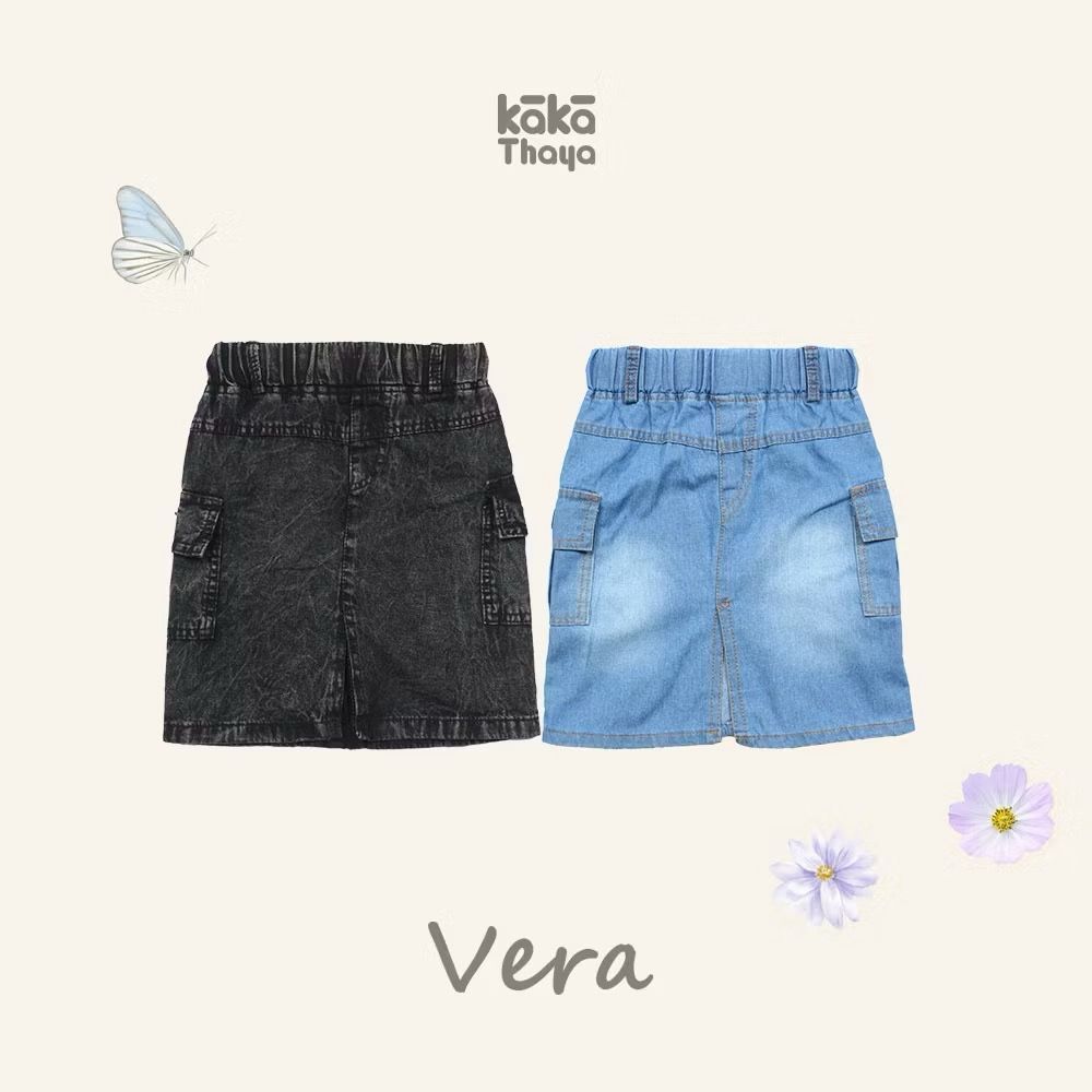 KAKATHAYA Vera - Rok Span Rok Jeans Anak Perempuan Rok Cargo Anak 1-8 Tahun
