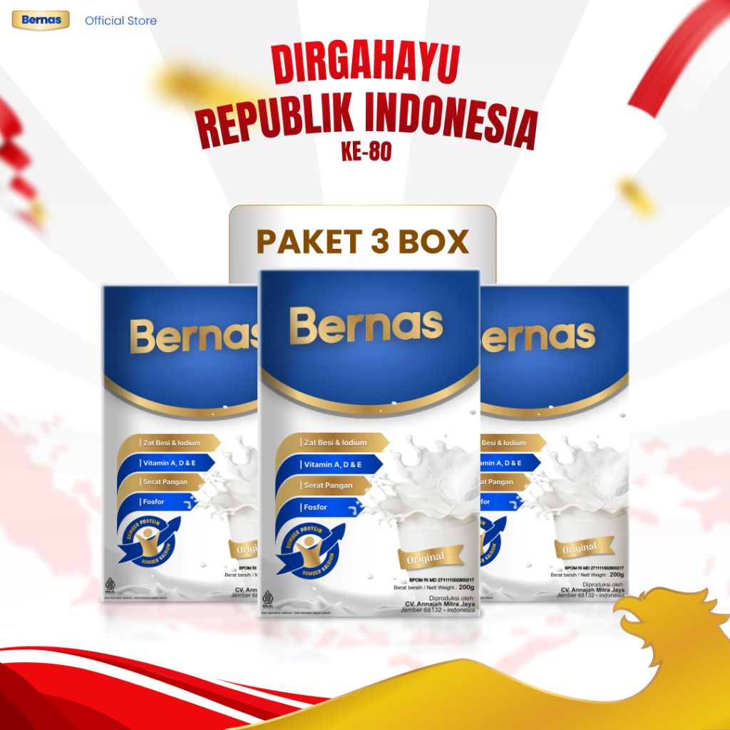 

BERNAS - Paket 3 Box - Susu Sumber Protein dan Kalsium - Rasa Original dan Cokelat