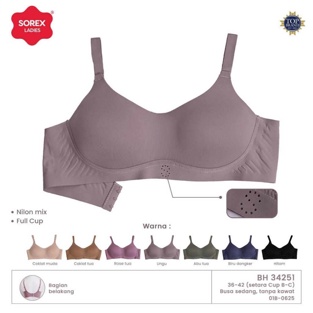 Berkualitas SOREX - BH SOREX (Cup B-C) Seamless - Busa Sedang Tanpa Kawat - BH 34251
