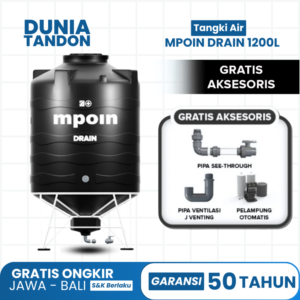 MPOIN Tangki Tandon Toren Air Drain 1200 / MPOIN Drain 1100 Liter