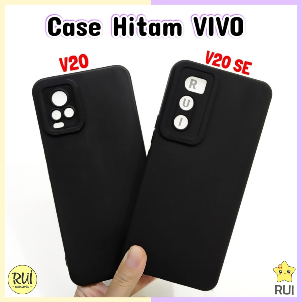 Case Hitam VIVO V20 / V20 SE Black Softcase Protect Polos Silikon HP Lentur Ruiacc