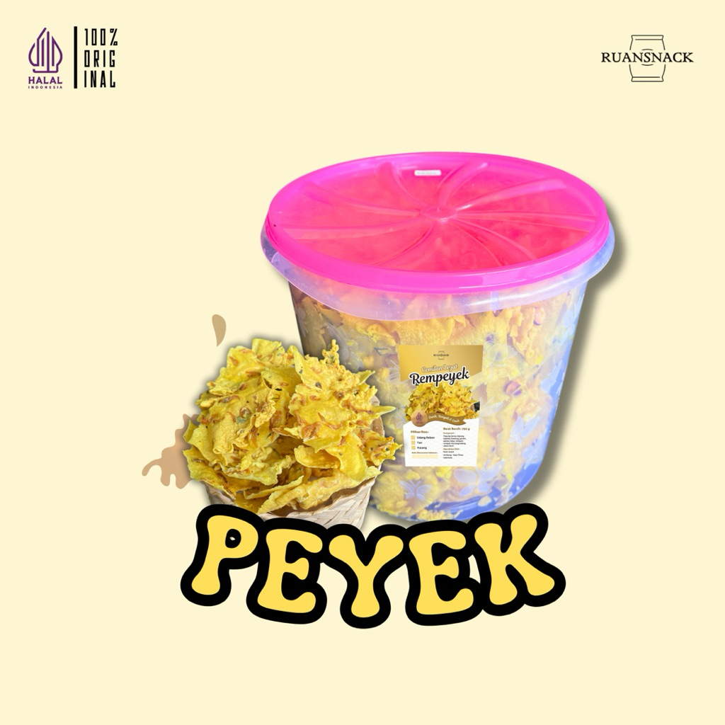 

PEYEK/REMPEYEK - Rempeyek bermacam varian (toples 5L) Peyek Kacang | Peyek Teri | Peyek Udang Rebon