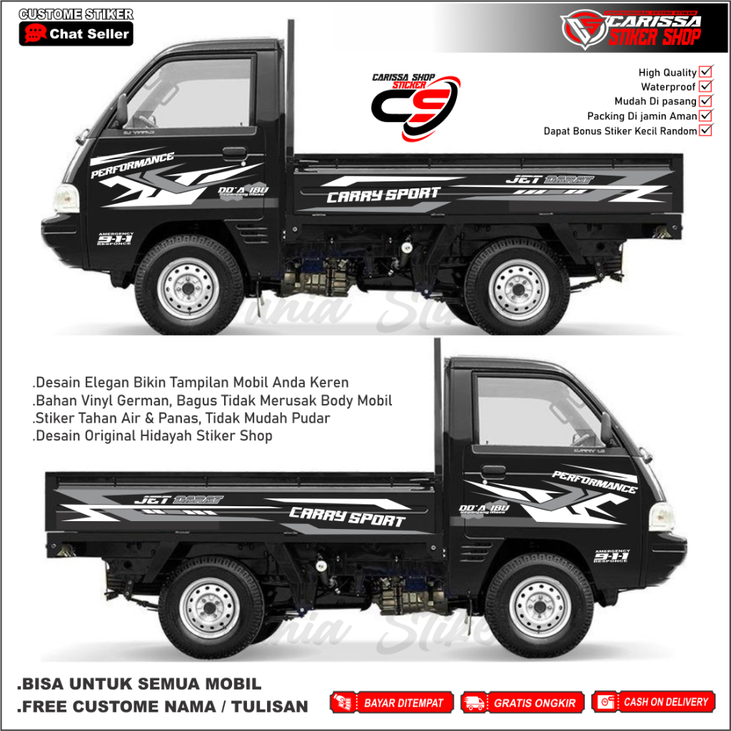 STICKER STICKER CUTTING MOBIL PICK UP MEGA CARRY APV STAR BISA CUSTOM NAMA CARRY SPORT