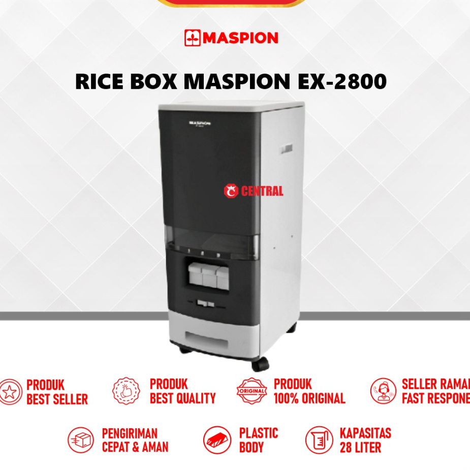 Rice Box / Kotak Beras Maspion EX 2200 / MRD 2200 Tempat Penyimpanan Beras Tanpa Roda 22 kg / 28 kg 