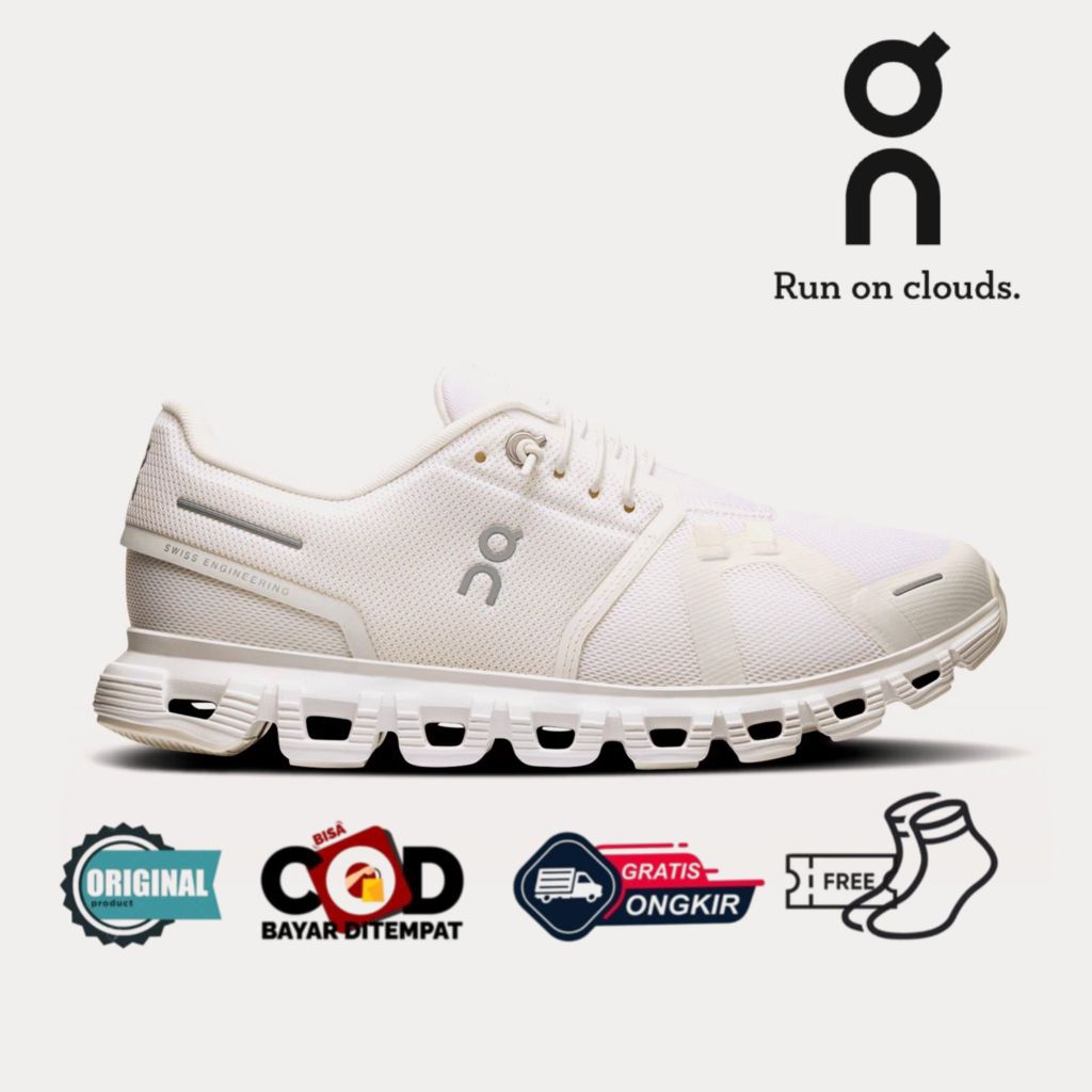 Sepatu On Cloud Original Cloud 6 All White Running Shoes