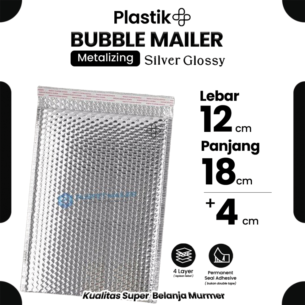 

Amplop Bubble Mailer Bubble 12cm x 18cm Silver Glossy Packing Murah Ukuran Harga Satuan