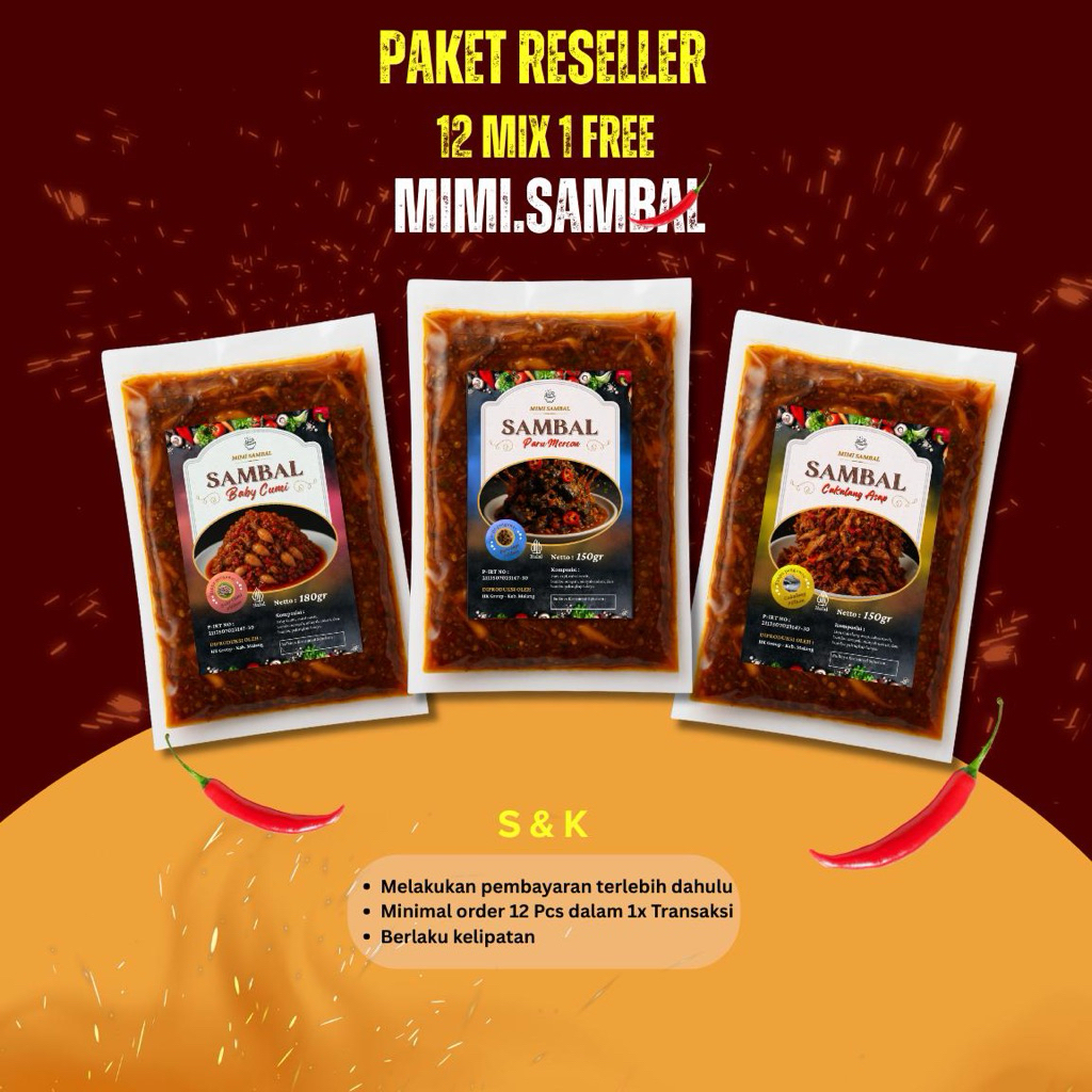 

PAKET RESELLER 3 MACAM SAMBAL BOLEH MIX